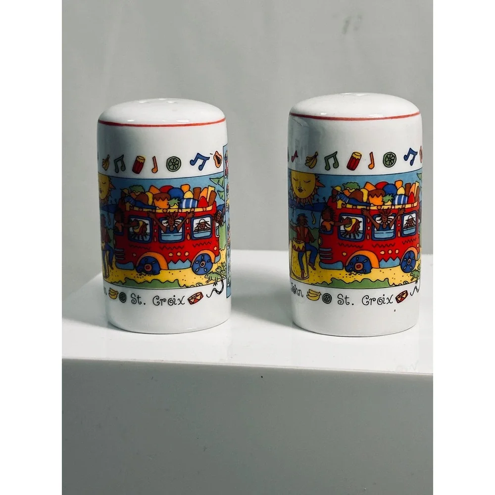 Vintage Color Me Caribbean US Virgin Islands Salt and Pepper Shakers Set Ceramic
